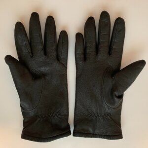 Black Leather Size L Women Gloves